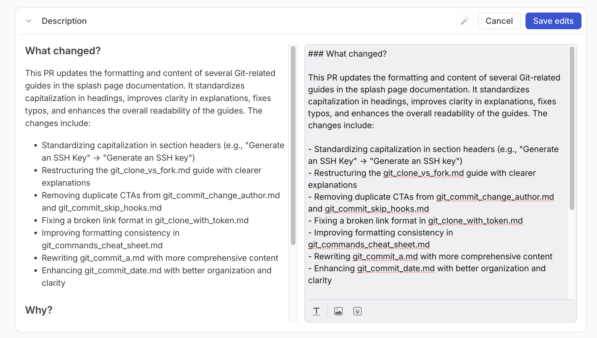 screenshot of ai-generated pr description