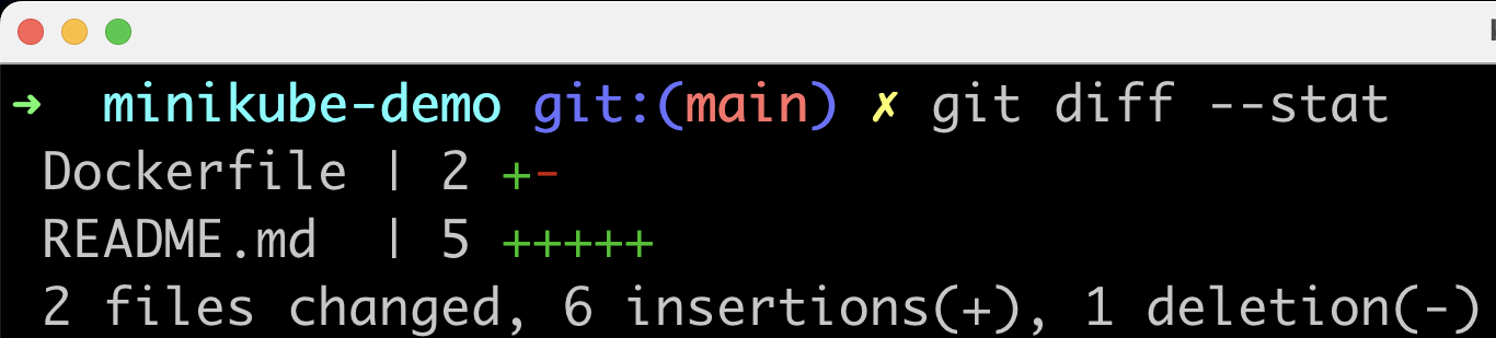 example of git diff --stat