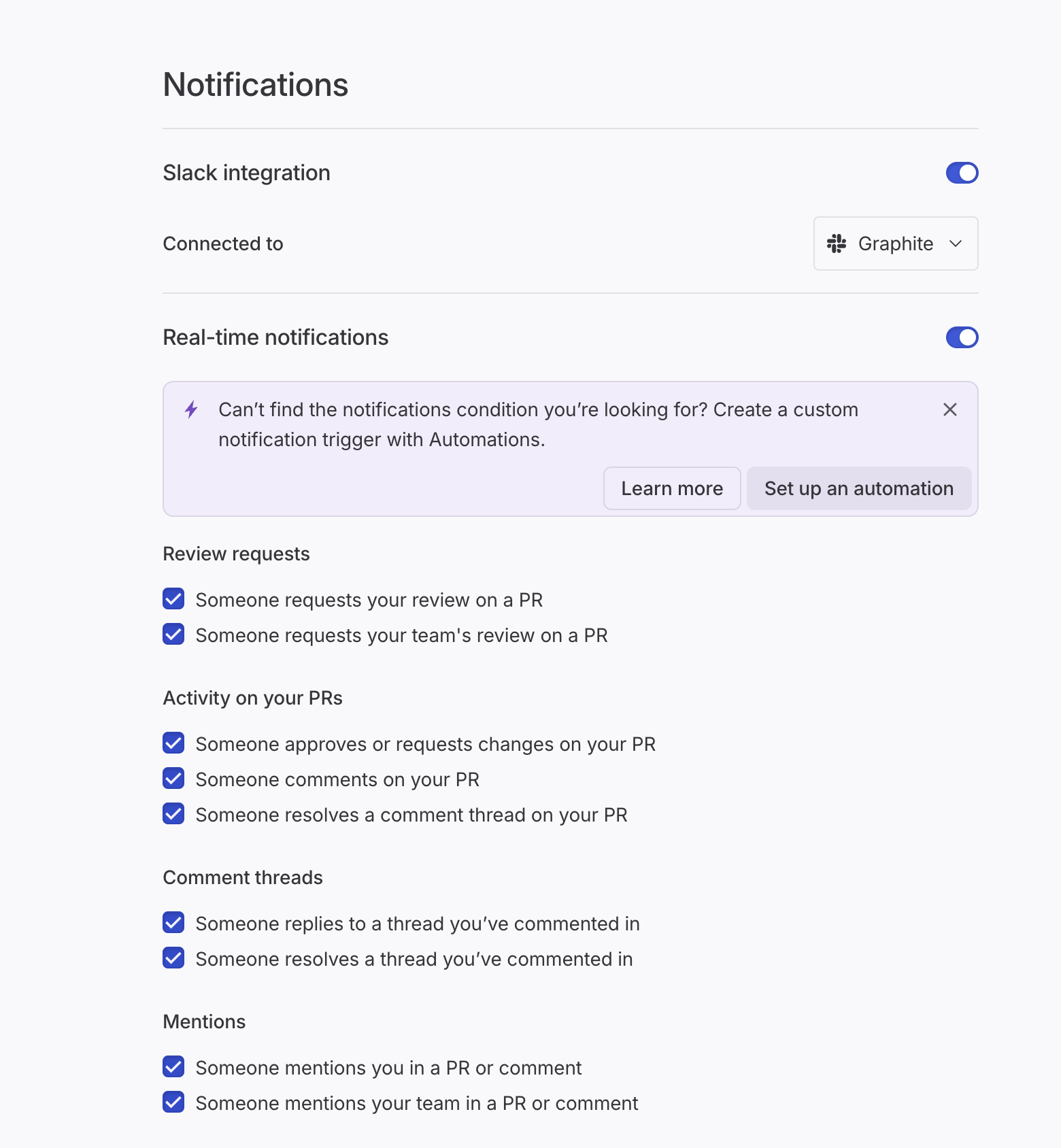 screenshot of Slack notifications