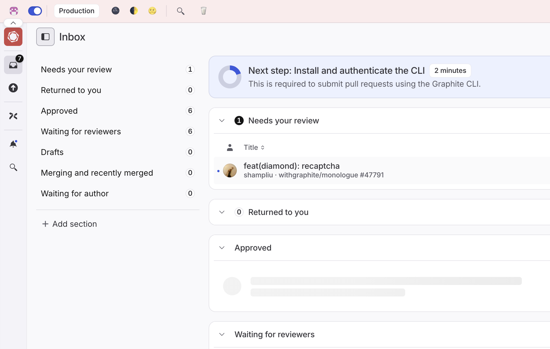 screenshot of pr inbox